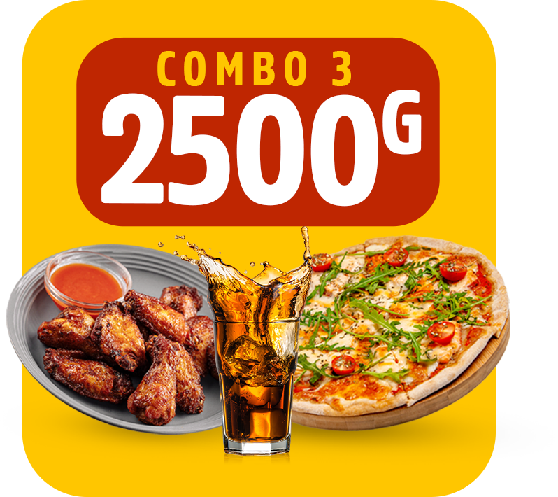 Pizza (M) + Wings + Sauce Dòz + 2 Gazeuses <span class="pr"> 2500Gdes</span>